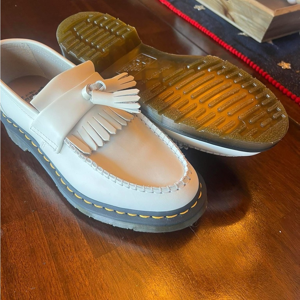 Dr. Martens White Tassel Loafers